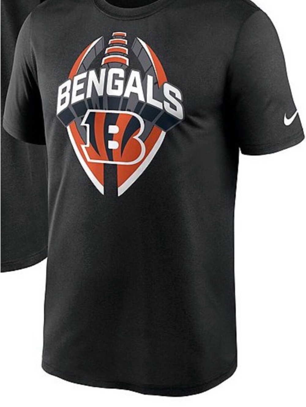 Nike Black Tee with Orange and White Bengals Logo